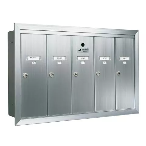 5 Door Recessed Vertical Replacement Mailboxes- Anodized Aluminum