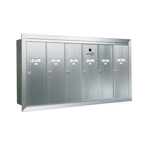 6 Door Recessed Vertical Replacement Mailboxes- Anodized Aluminum