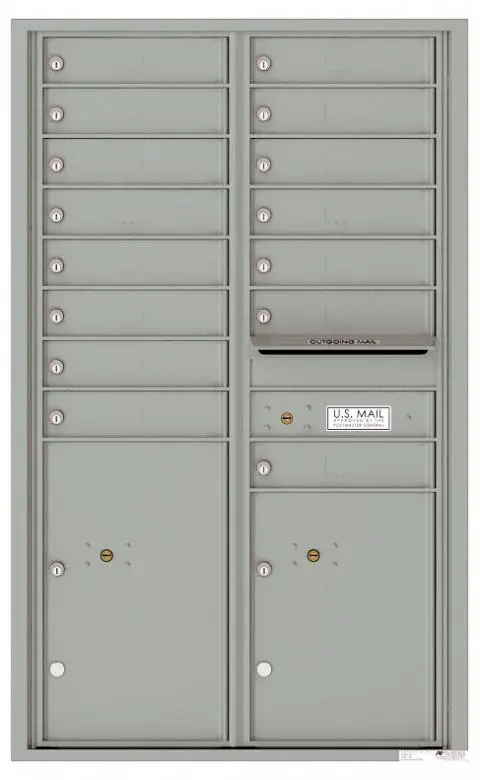 Florence 4C Horizontal Mailbox - 14 Doors High - 15 Doors, 2 Parcel Lockers - USPS Access
