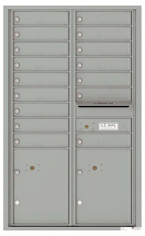 Florence 4C Horizontal Mailbox - 14 Doors High - 16 Doors, 2 Parcel Lockers - USPS Access