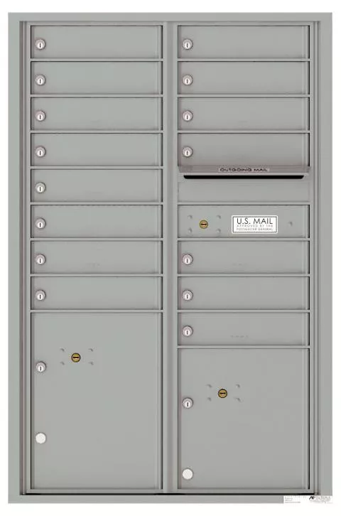 Florence 4C Horizontal Mailbox - 13 Doors High - 15 Doors, 2 Parcel Lockers - USPS Access