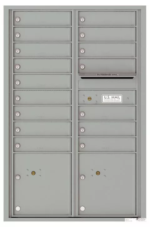 Florence 4C Horizontal Mailbox - 13 Doors High - 16 Doors, 2 Parcel Lockers - USPS Access