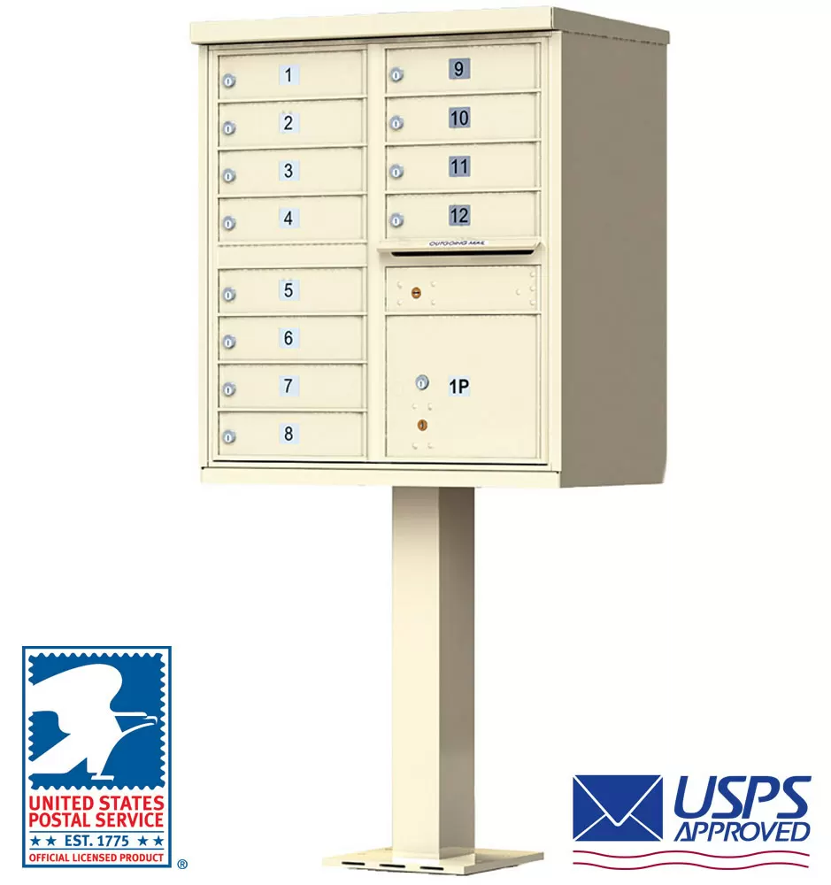 12 Door CBU Cluster Mailbox - USPS Approved - Pedestal Included