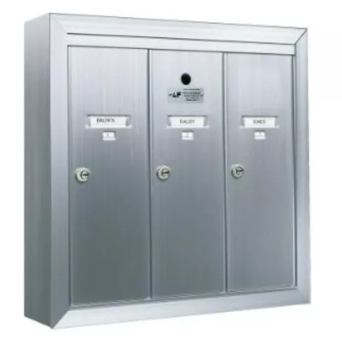 5 Mailboxes 3-Door Surface Mount Vertical Mailboxes - Aluminum