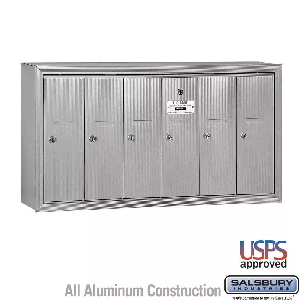 Salsbury Vertical Mailbox - 6 Doors Surface Mounted - USPS Access