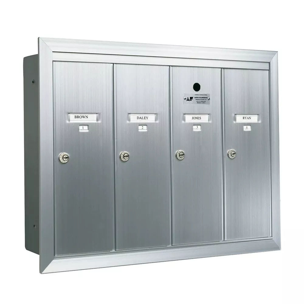 4 Door Recessed Vertical Replacement Mailboxes- Anodized Aluminum