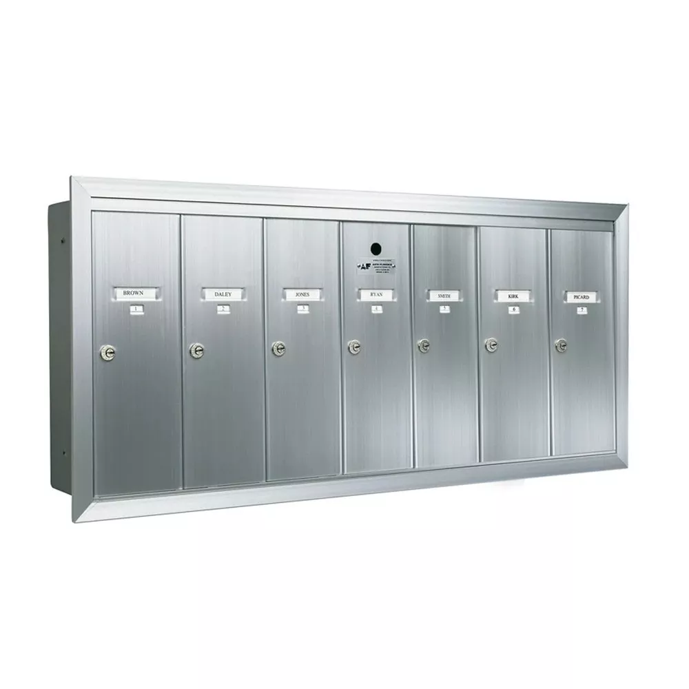 7 Door Recessed Vertical Replacement Mailboxes- Anodized Aluminum