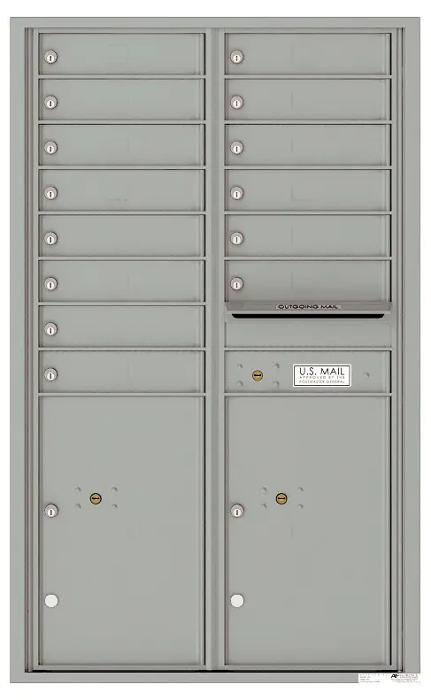 Florence 4C Horizontal Mailbox - 14 Tenant Doors, 2 Parcel Lockers - Front Loading - 14 Doors High - USPS Access