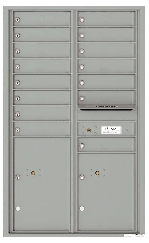 Florence 4C Horizontal Mailbox - 14 Doors High - 15 Doors, 2 Parcel Lockers - USPS Access