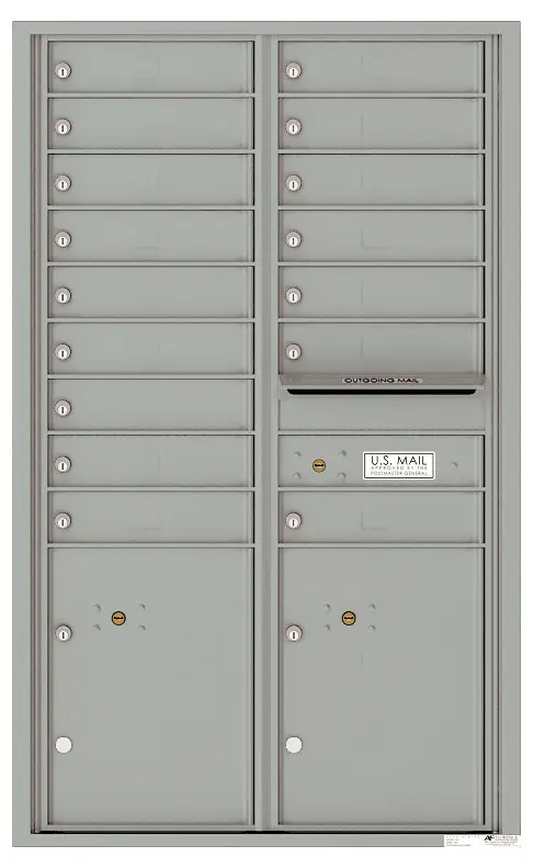 Florence 4C Horizontal Mailbox - 14 Doors High - 16 Doors, 2 Parcel Lockers - USPS Access