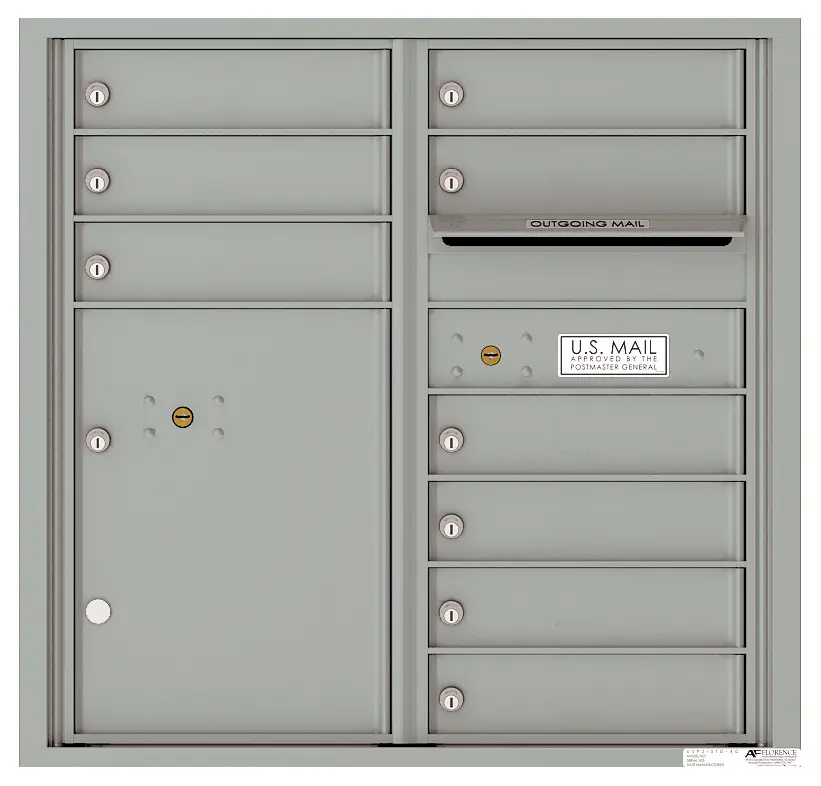 Florence 4C Horizontal Mailbox - 9 Tenant Doors, 1 Parcel Locker - Front Loading - 8 Doors High - USPS Access