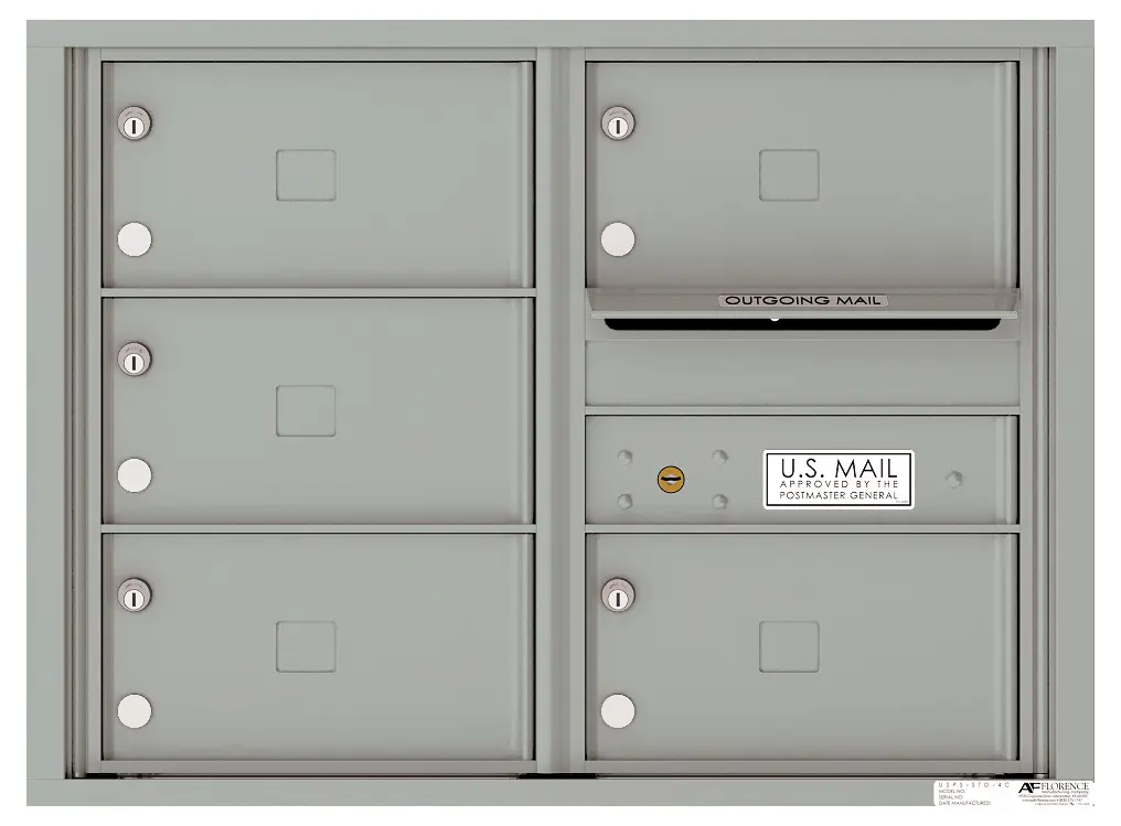 Florence 4C Horizontal Mailbox - 6 Doors High - 5 Doors - USPS Access