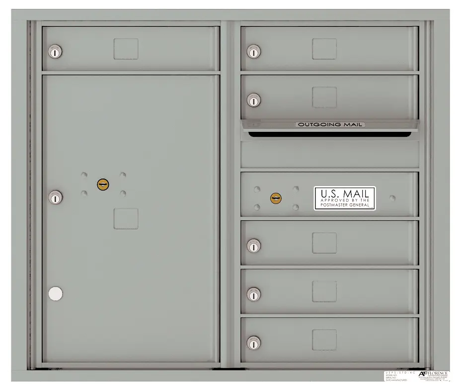 Florence 4C Horizontal Mailbox - 7 Doors High - 6 Doors, 1 Parcel Locker - USPS Access