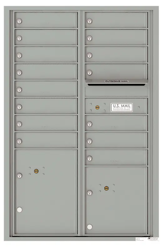 Florence 4C Horizontal Mailbox - 13 Doors High - 15 Doors, 2 Parcel Lockers - USPS Access