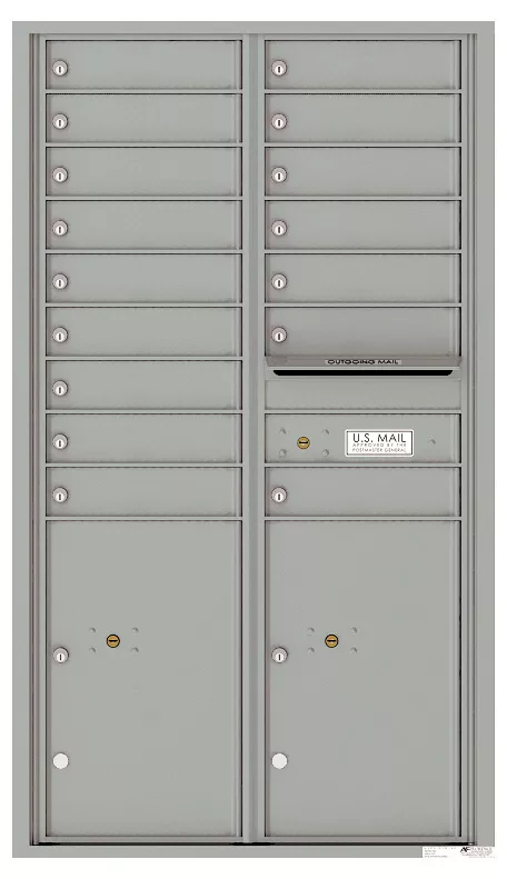 Florence 4C Horizontal Mailbox - 15 Doors High - 16 Doors, 2 Parcel Lockers - USPS Access
