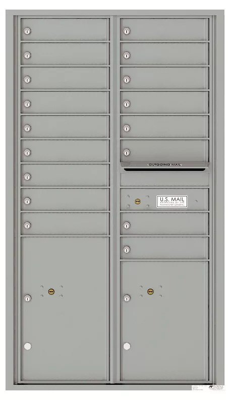 Florence 4C Horizontal Mailbox - 15 Doors High - 17 Doors, 2 Parcel Lockers - USPS Access