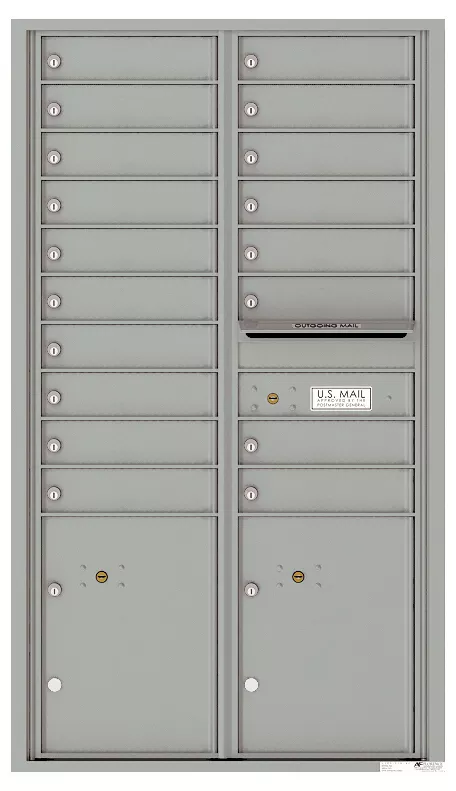 Florence 4C Horizontal Mailbox - 15 Doors High - 18 Doors, 2 Parcel Lockers - USPS Access