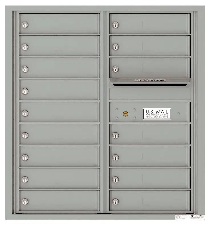 Florence 4C Horizontal Mailbox - 16 Tenant Doors - Front Loading - 9 Doors High - USPS Access
