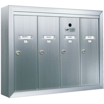 4 Door Surface Mount Vertical Mailboxes - Anodized Aluminum