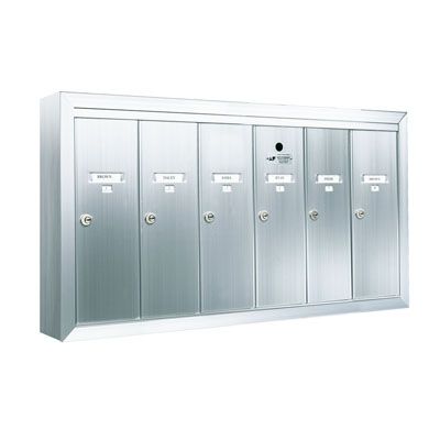 6 Door Surface Mount Vertical Mailboxes - Anodized Aluminum
