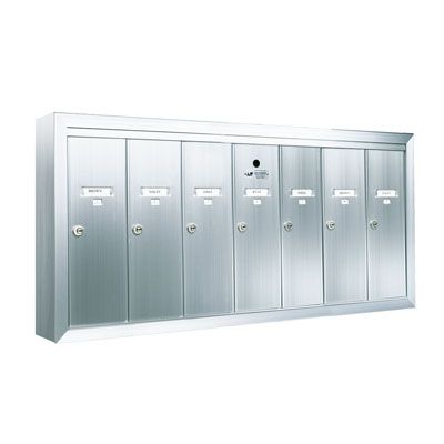 7 Door Surface Mount Vertical Mailboxes - Anodized Aluminum