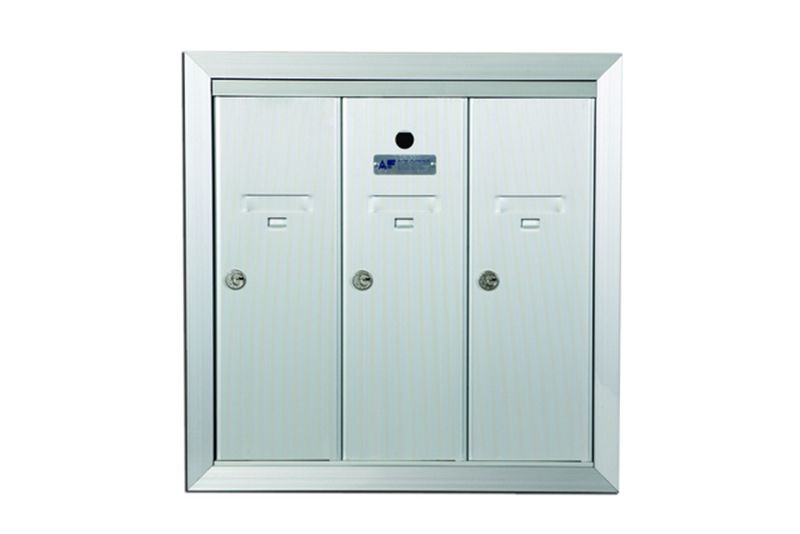 3 Door Recessed Vertical Replacement Mailboxes - Anodized Aluminum