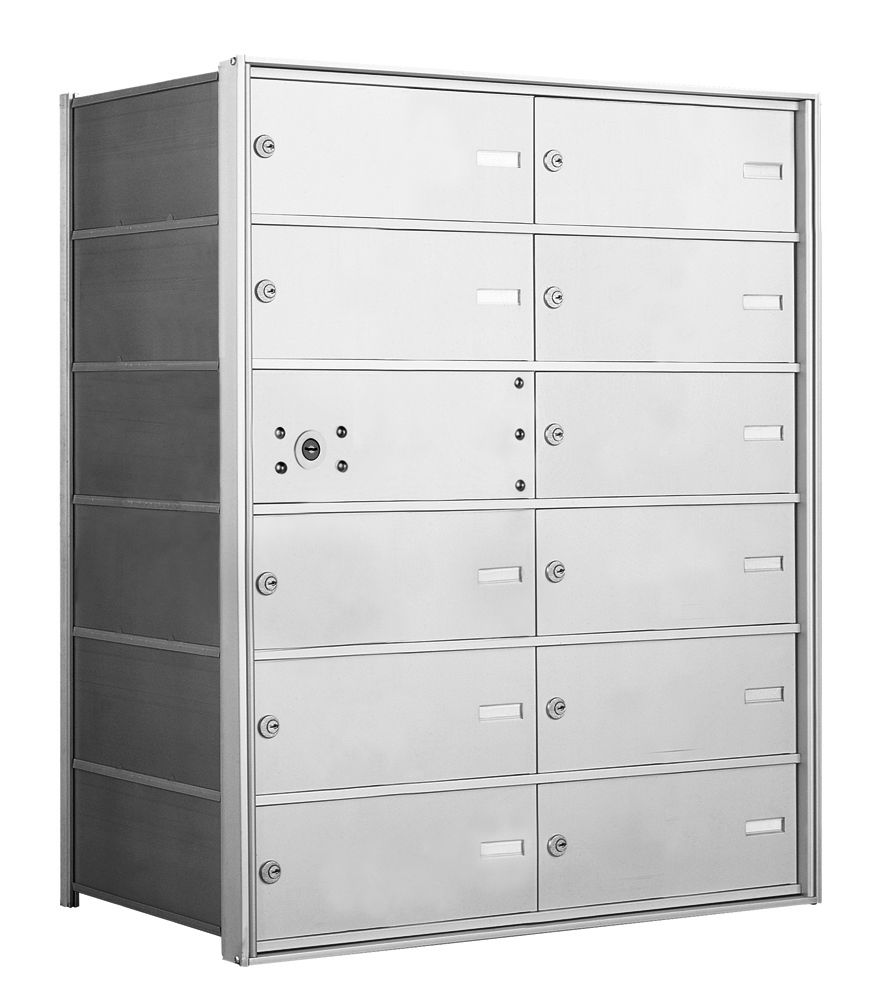 4B+ Front-Loading Horizontal Mailboxes in Anodized Aluminum Finish - 11 Double Wide Tenant Doors