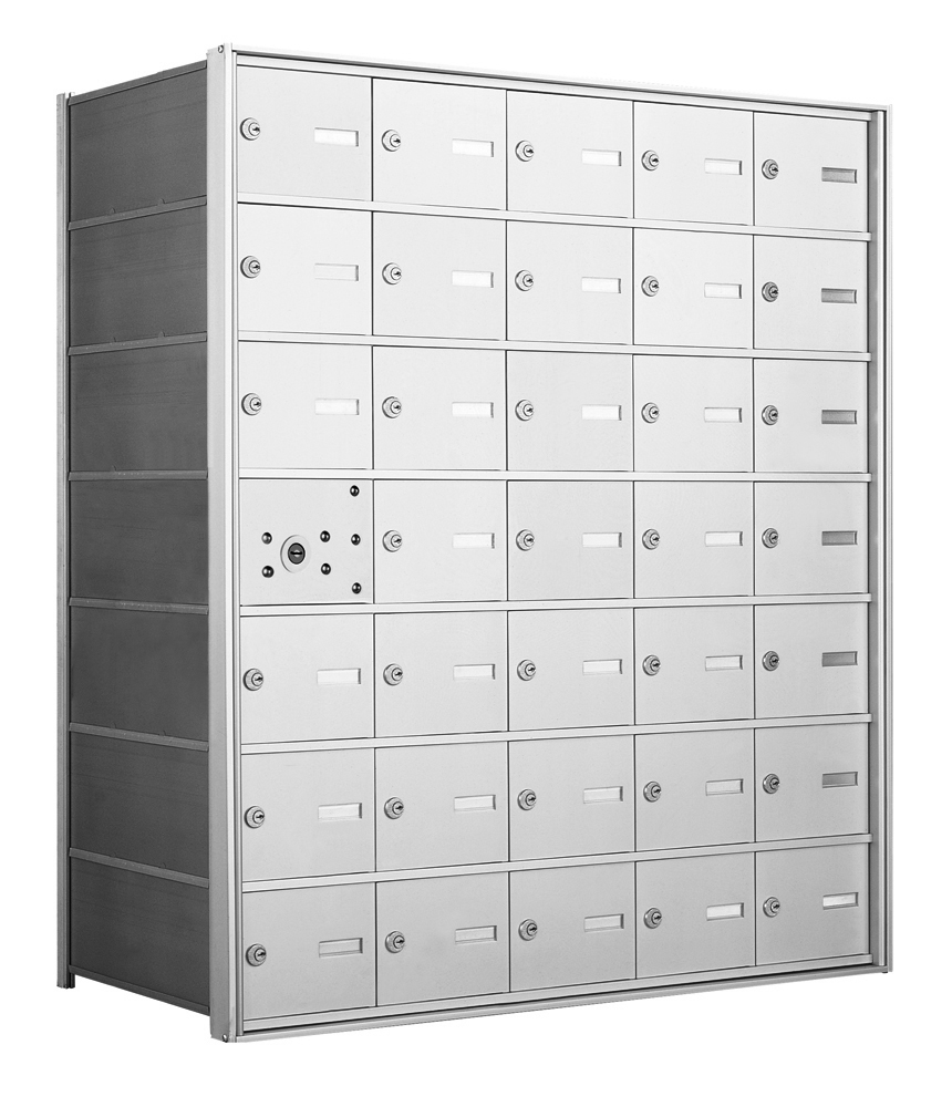 4B+ Front-Loading Horizontal Mailboxes in Anodized Aluminum Finish - 34 Tenant Doors And 1 USPS Master Door