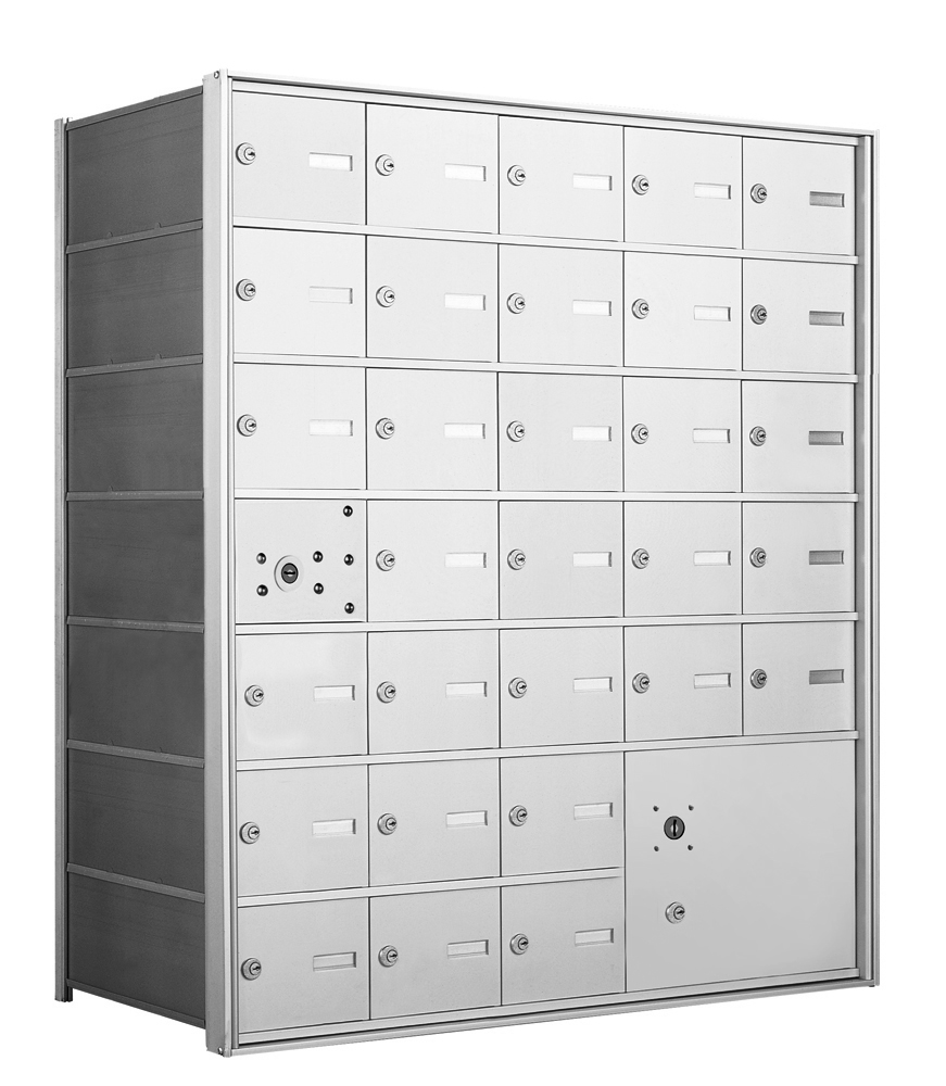 4B Horizontal Mailbox Center in Anodized Aluminum Finish - 30 Tenant Doors and 1 Parcel Locker