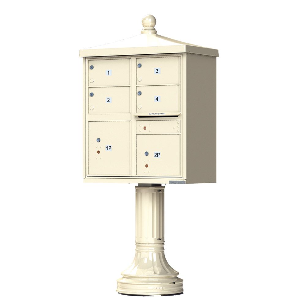 Decorative Traditional 4 Door Cluster Mailbox with Extra Large Tenant Doors -
