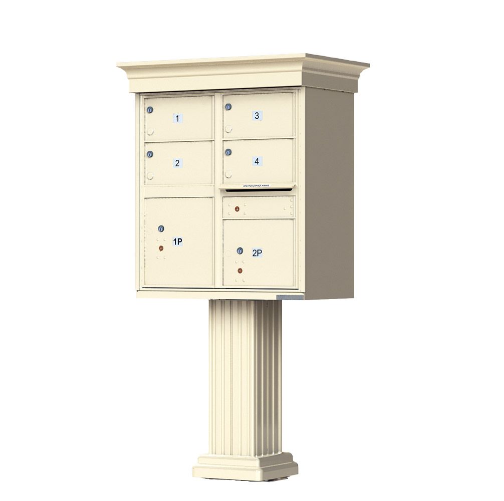 Decorative Crown Cap 4 Door Cluster Mailbox with Extra Large Tenant Doors
