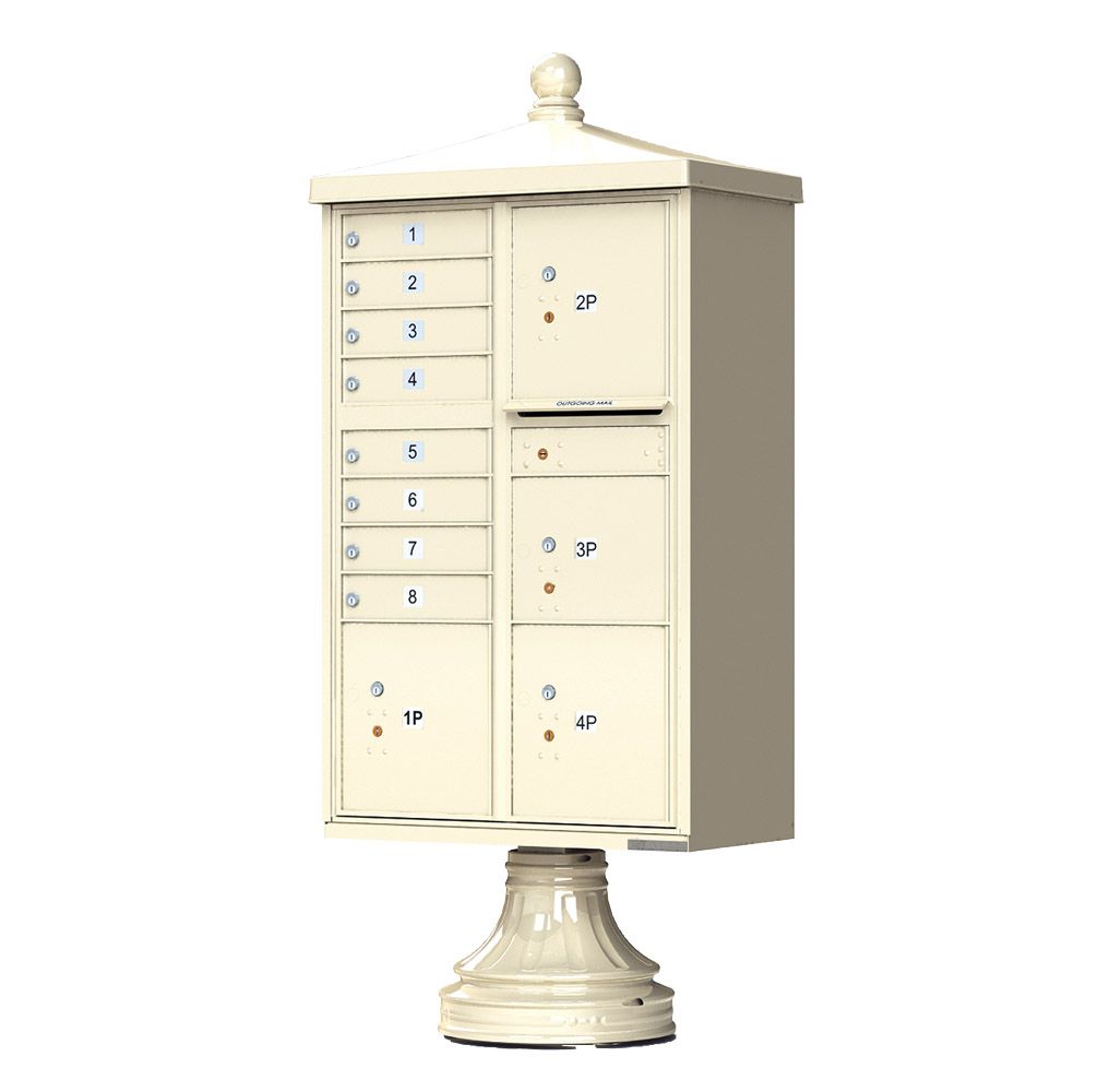 Decorative Traditional 8 Door Cluster Mailbox with 4 Parcel Lockers