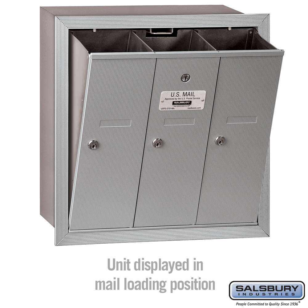 Salsbury 3503ARU 3 Door Mailbox Finish Recessed Mounted