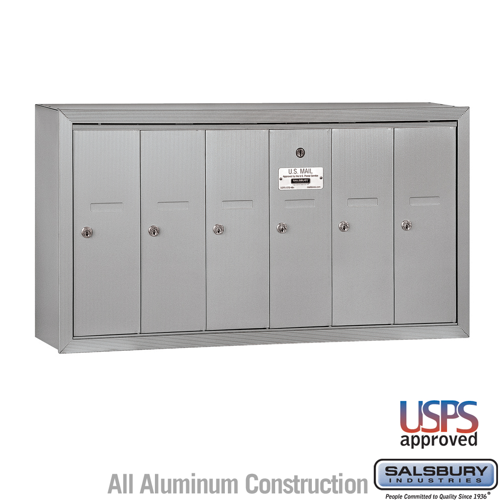 Salsbury Vertical Mailbox - 6 Doors Surface Mounted - USPS Access