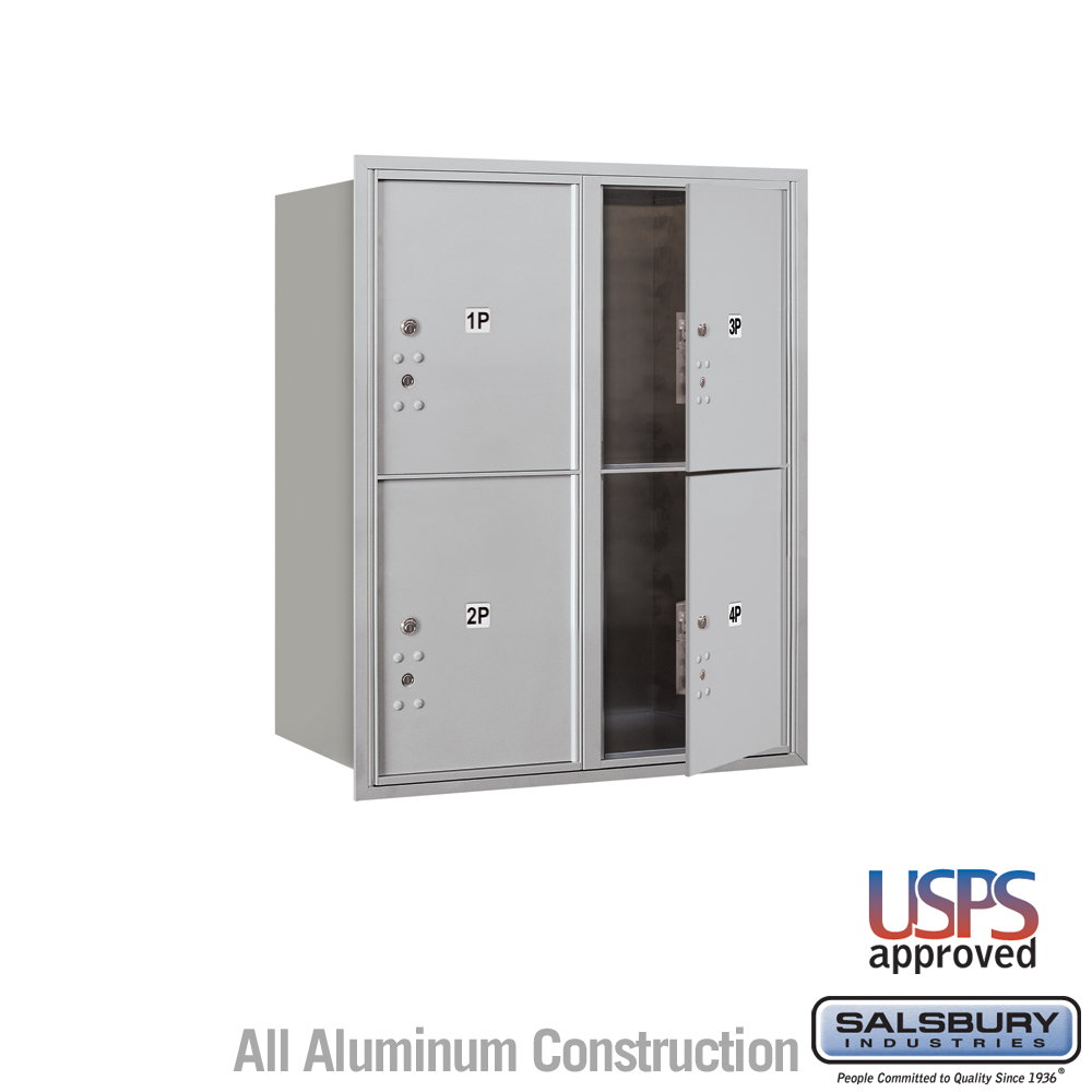 Salsbury 10 Door High Recessed Mounted 4C Horizontal Parcel Locker with 4 Parcel Lockers with USPS Access - Front Loading
