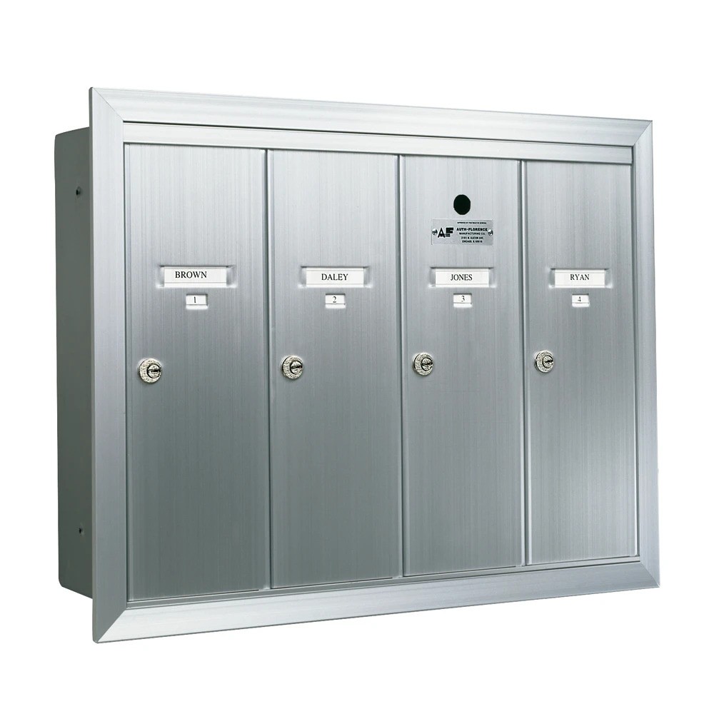 4 Door Recessed Vertical Replacement Mailboxes- Anodized Aluminum - 12504HA