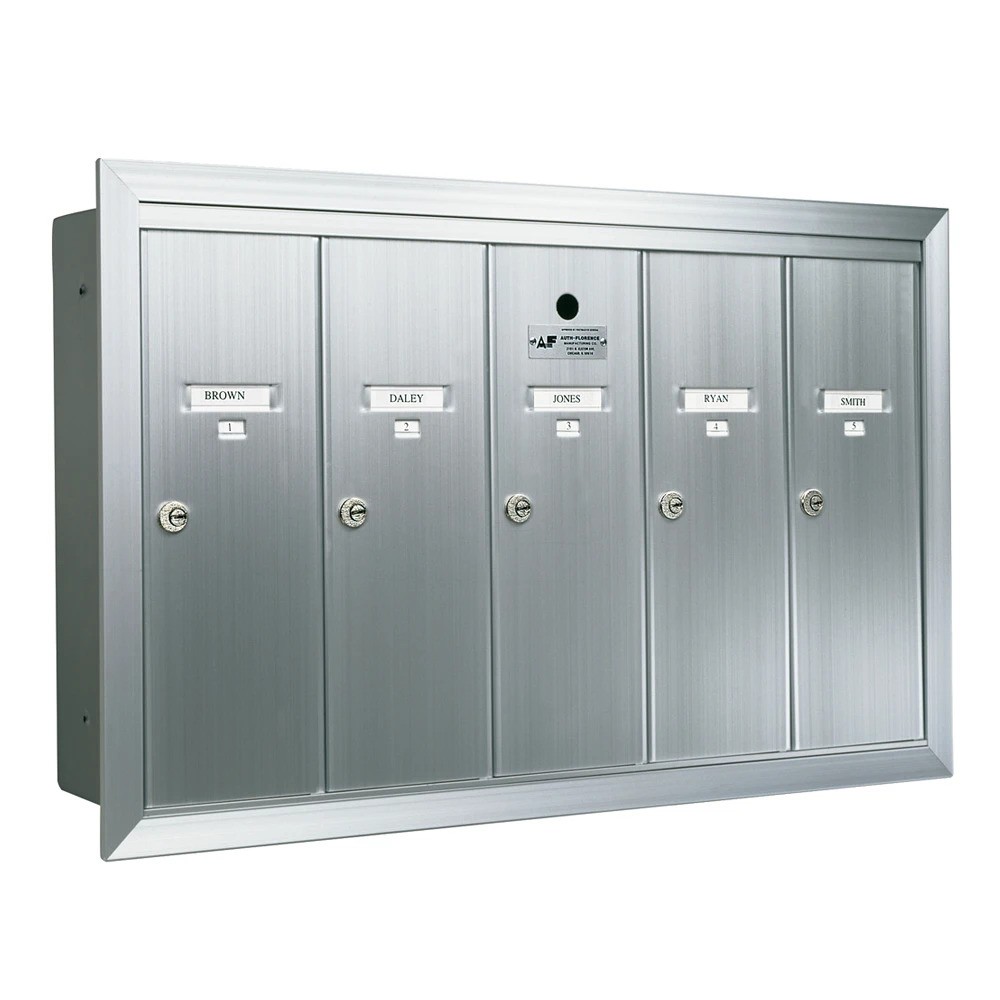 5 Door Recessed Vertical Replacement Mailboxes- Anodized Aluminum - 12505HA
