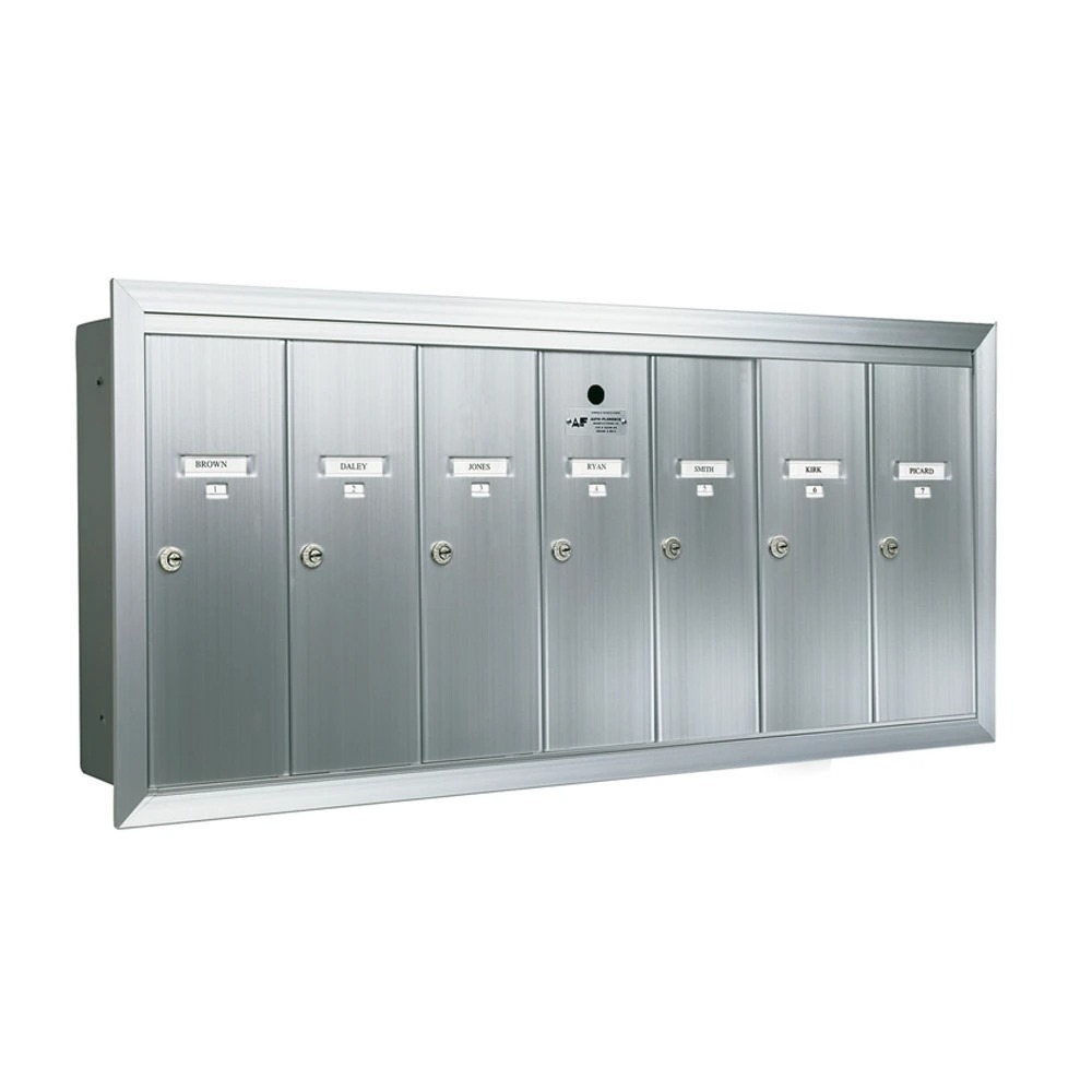 7 Door Recessed Vertical Replacement Mailboxes- Anodized Aluminum