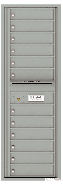 4C Horizontal Mailbox - 12 Extra-Large Tenant Doors - Single Column