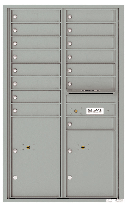 Florence 4C Horizontal Mailbox - 15 Tenant Doors, 2 Parcel Lockers - Front Loading - 14 Doors High - USPS Access