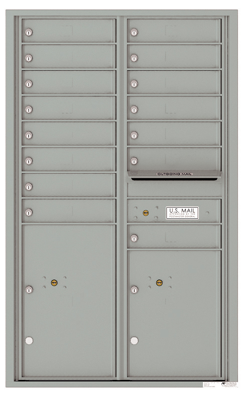 4C Horizontal Mailbox - 15 Tenant Doors and 2 Parcel Lockers - Double Column