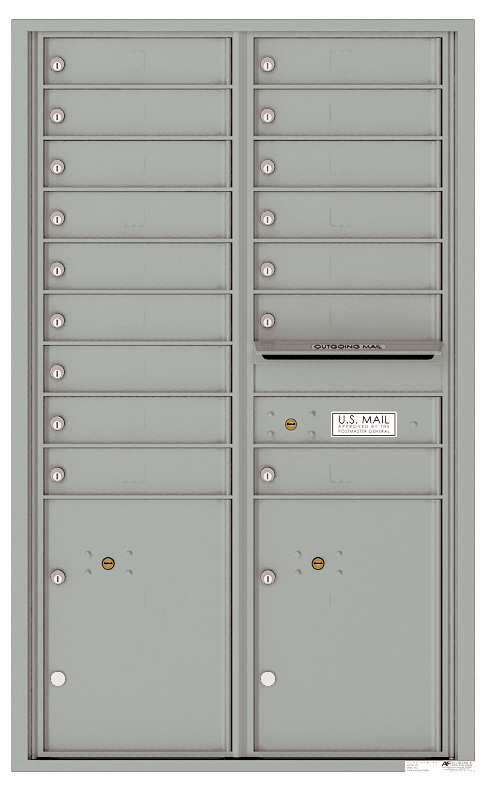 Florence 4C Horizontal Mailbox - 16 Tenant Doors, 2 Parcel Lockers - Front Loading - 14 Doors High - USPS Access