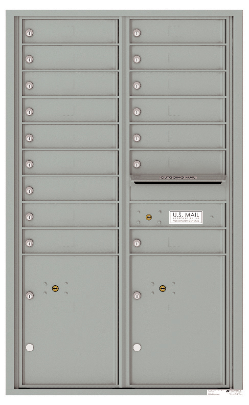 4C Horizontal Mailbox - 16 Tenant Doors and 2 Parcel Lockers - Double Column