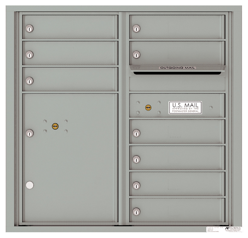 Florence 4C Horizontal Mailbox - 8 Doors High - 9 Doors, 1 Parcel Locker - USPS Access