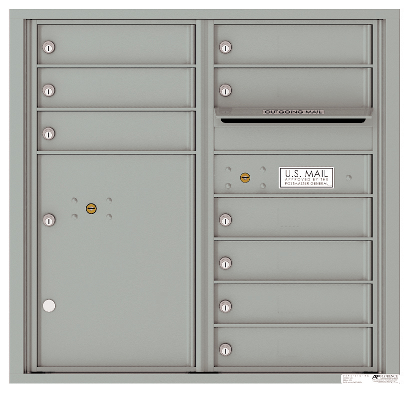 4C Horizontal Mailbox with 9 Tenant Compartments and 1 Parcel Locker