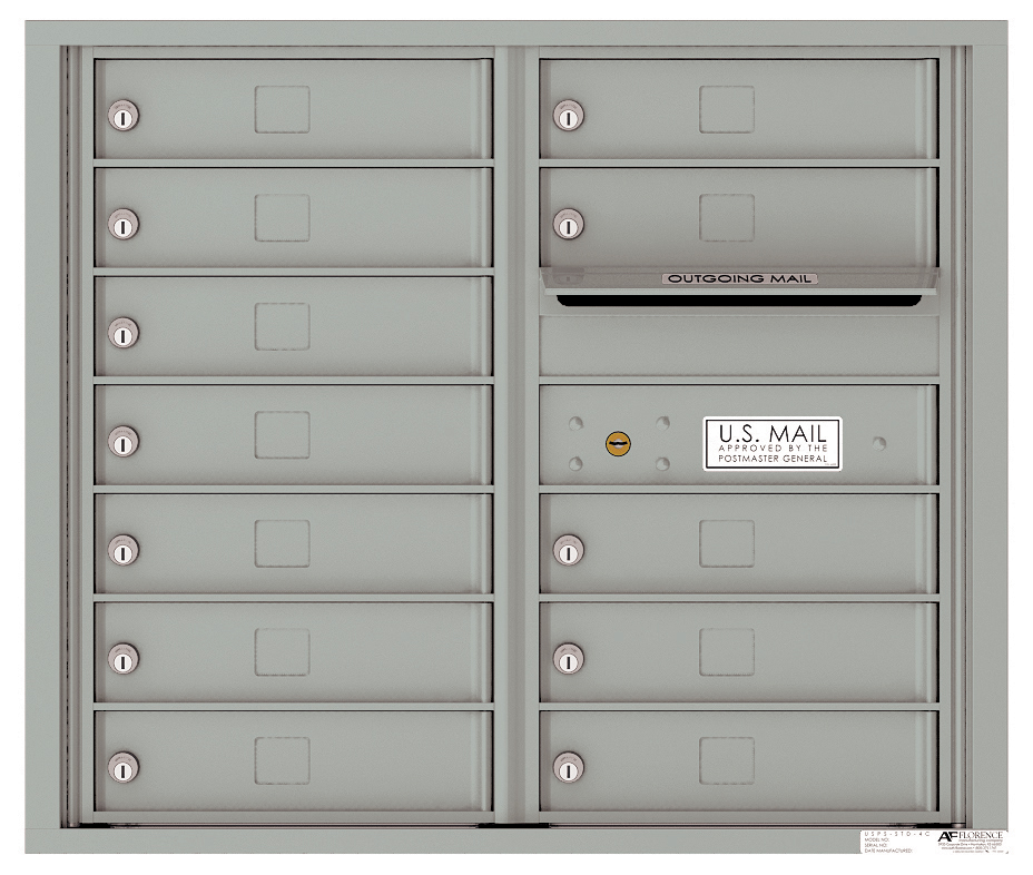 Front Loading Double Column Commercial Mailbox with 12 Tenant Doors