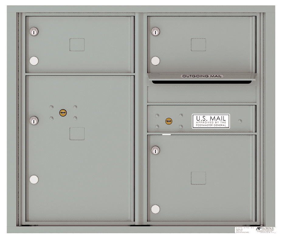 Florence 4C Horizontal Mailbox - 7 Doors High - 3 Doors, 1 Parcel Locker - USPS Access
