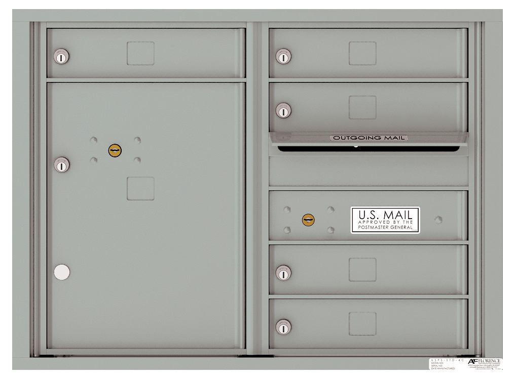 4C Horizontal Mailbox with 5 Tenant Doors and 1 Parcel Locker