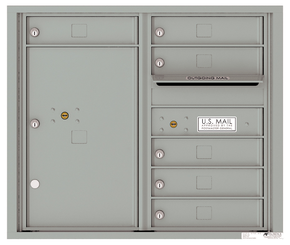 Florence 4C Horizontal Mailbox - 7 Doors High - 6 Doors, 1 Parcel Locker - USPS Access