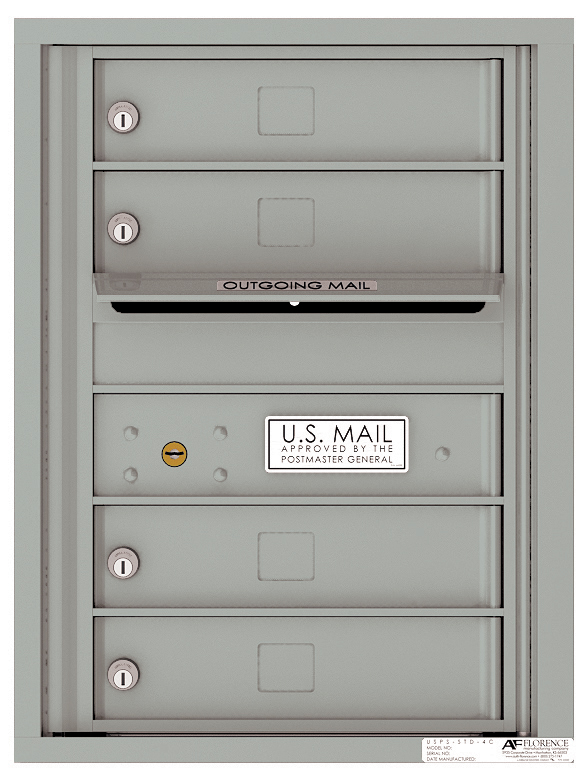 Florence 4C Horizontal Mailbox - 4 Tenant Doors - Front Loading - 6 Doors High - USPS Access